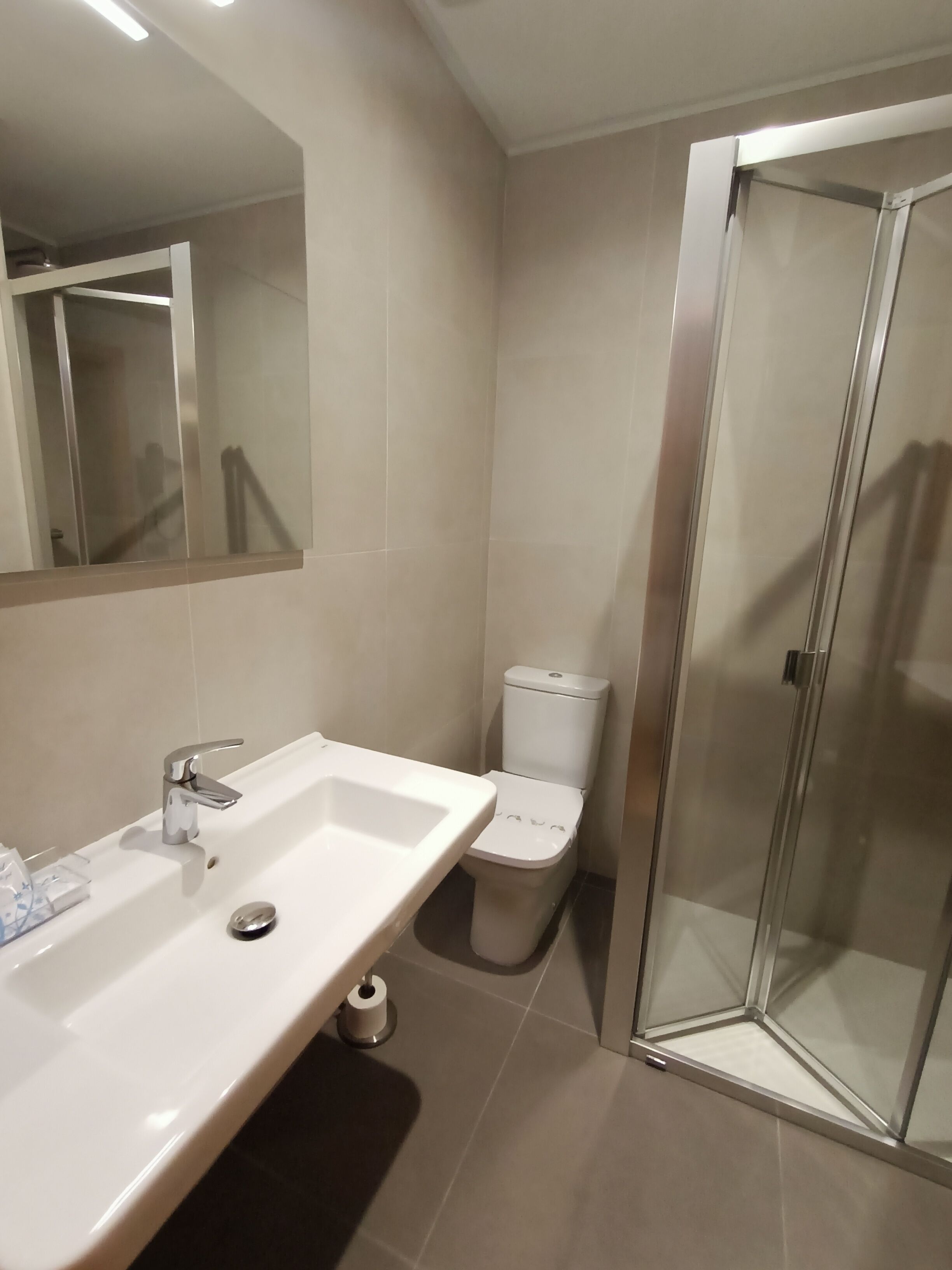 standard double or twin room | bathroom | shower, hair dryer, towels