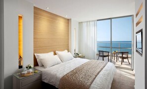 Grand Deluxe Full Sea View | Χρηματοκιβώτιο στο δωμάτιο, γραφείο, χώρος εργασίας για λάπτοπ