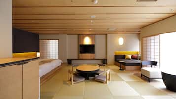 【和モダンツイン】琉球畳14畳+ツインベッド (60㎡) 禁煙【常盤第】 | セーフティボックス (室内)、デスク、ノートパソコン用作業スペース、遮光カーテン