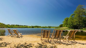 Private beach, rowing, fishing