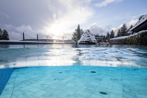 Indoor pool, outdoor pool, pool umbrellas, sun loungers