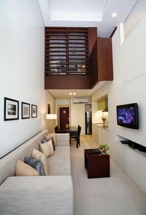 32-inch LCD TV with cable channels, TV, DVD player - Joya Lofts and Towers (Makati)