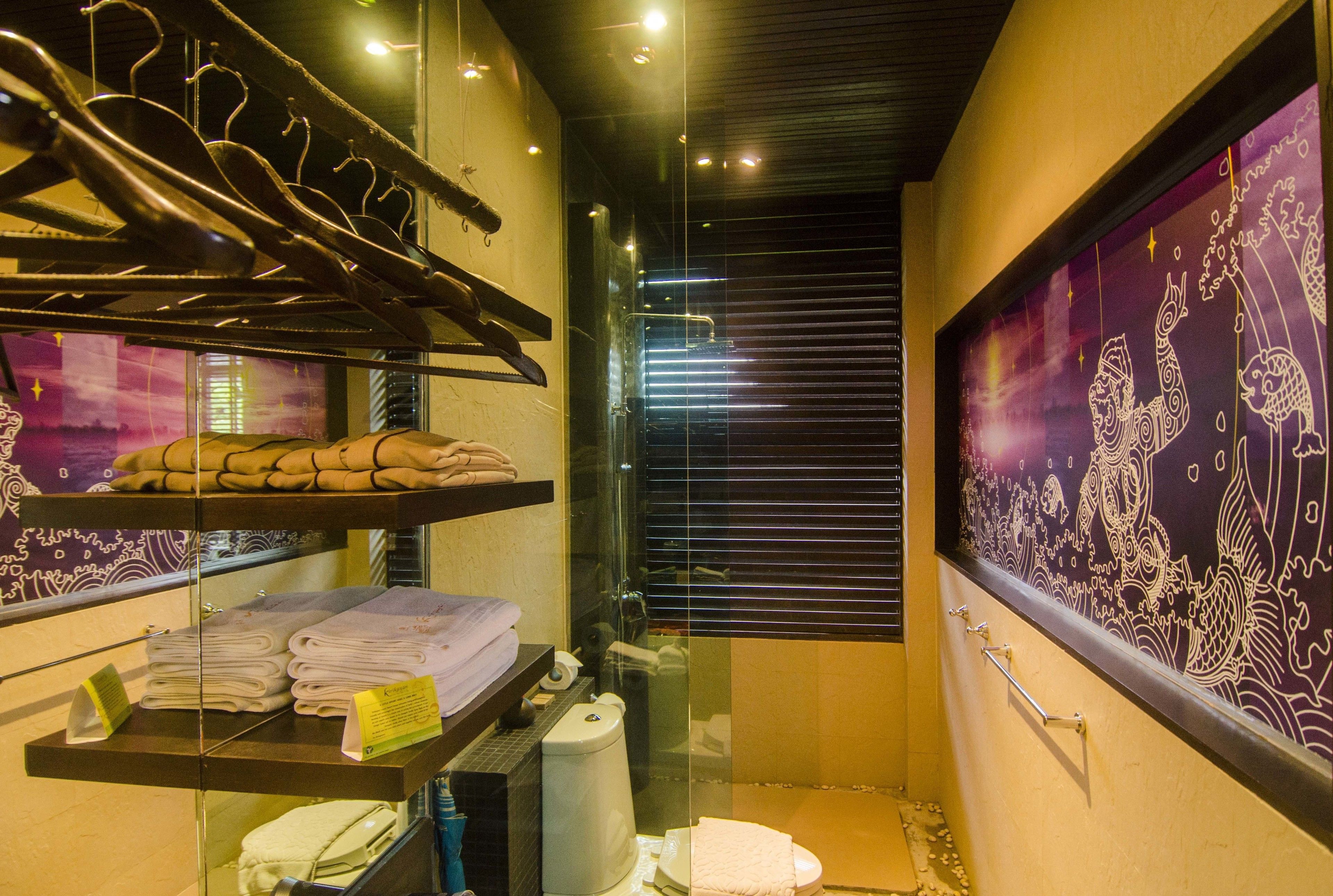 rainfall showerhead, free toiletries, hair dryer, bathrobes