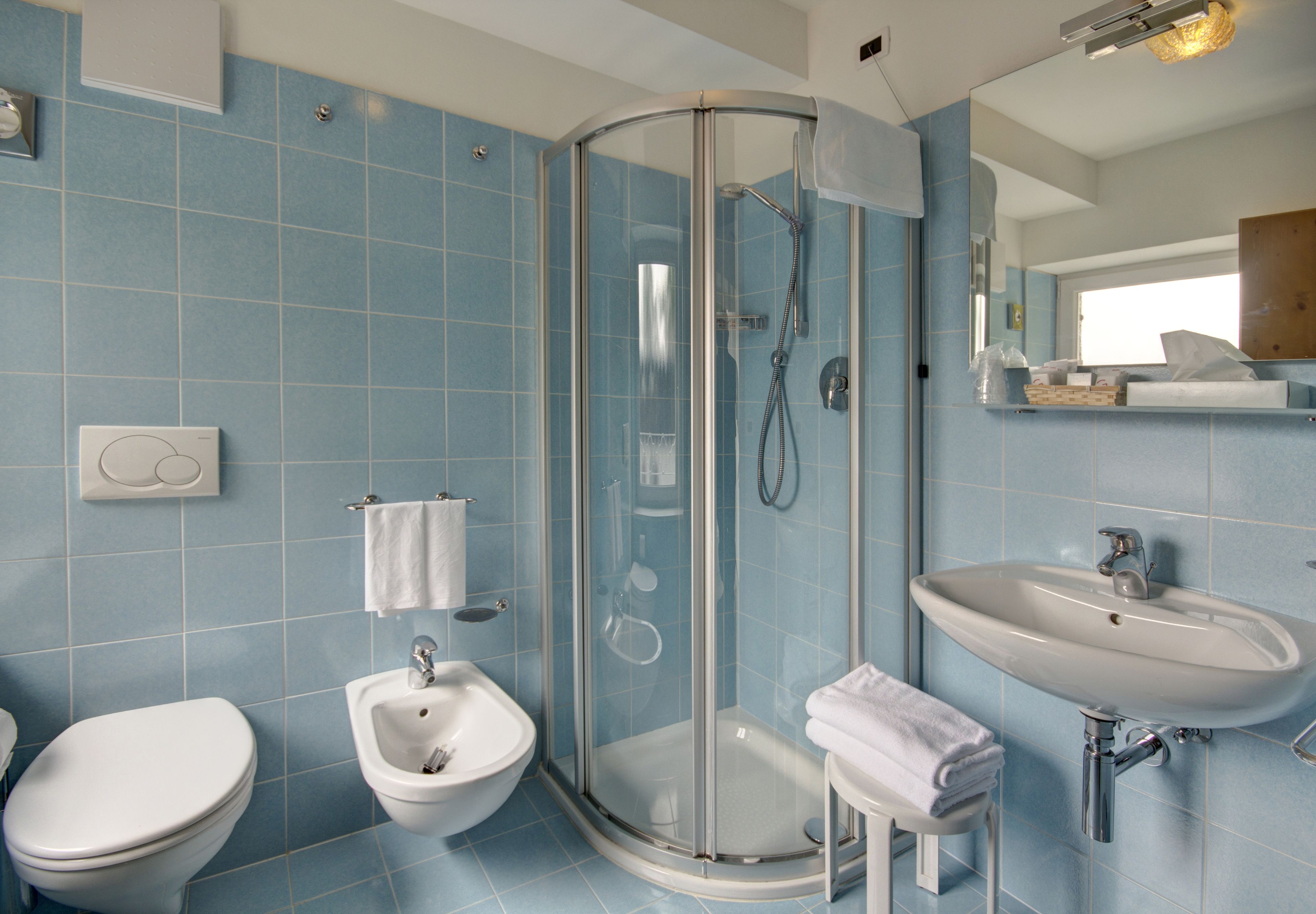 free toiletries, hair dryer, towels