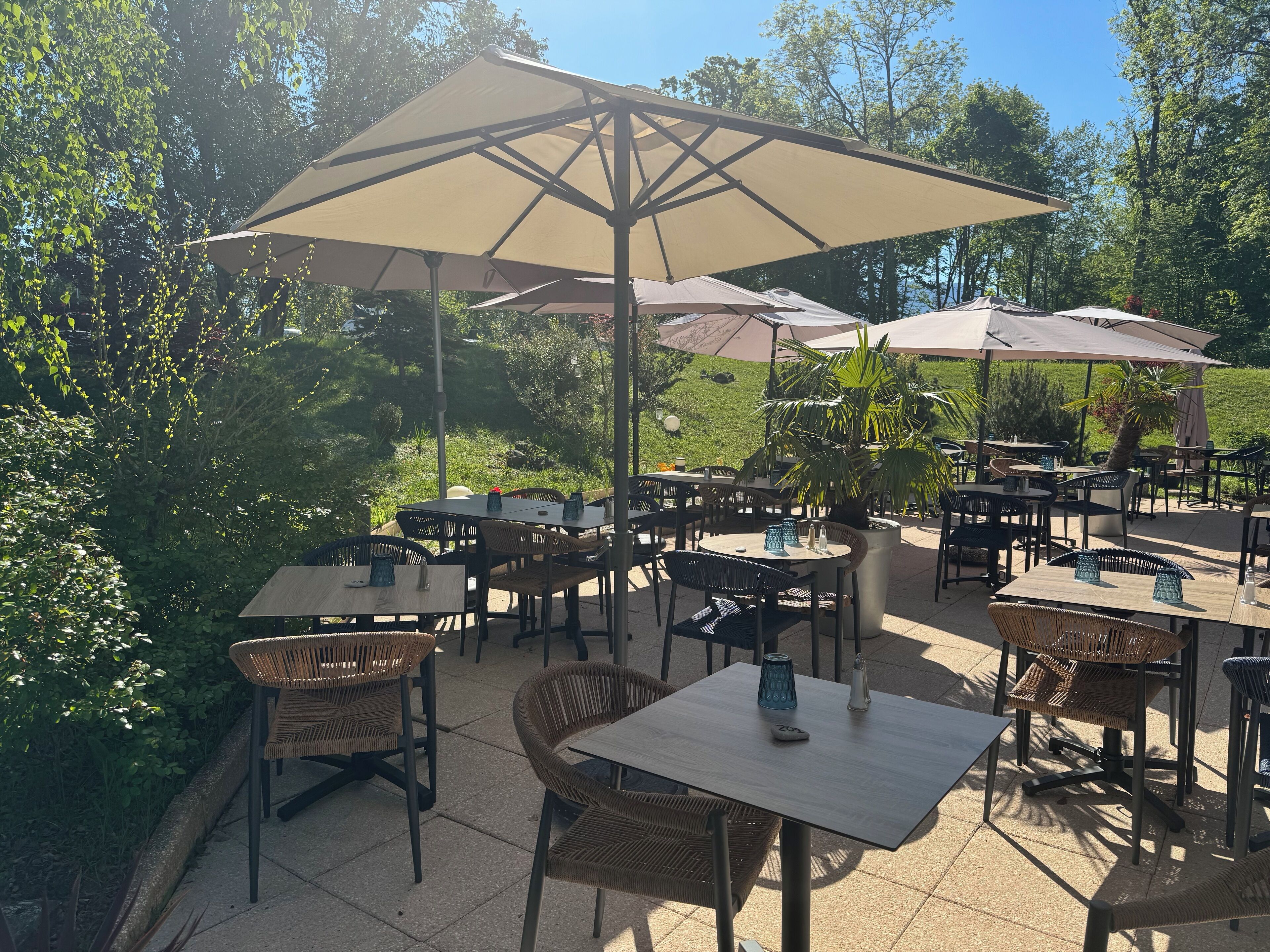 breakfast, lunch, dinner served; french cuisine, garden views