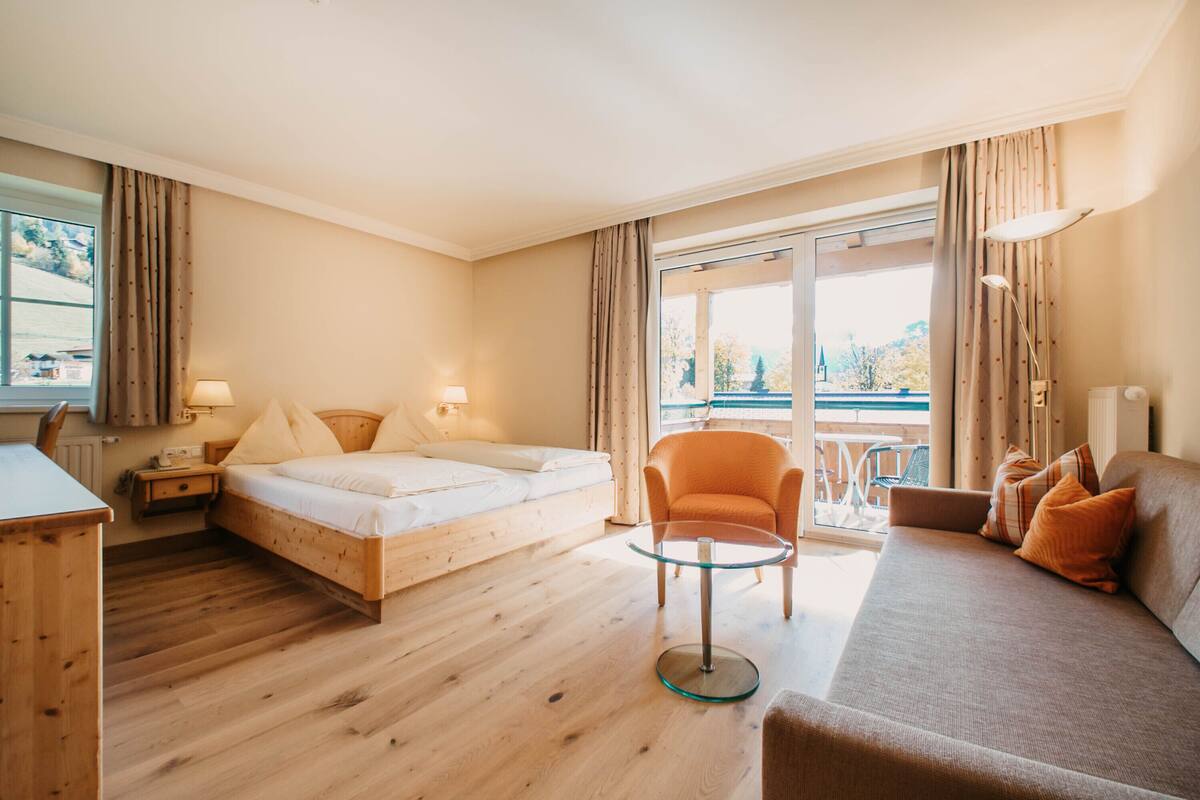 studio, balcony, mountain view | living area | tv