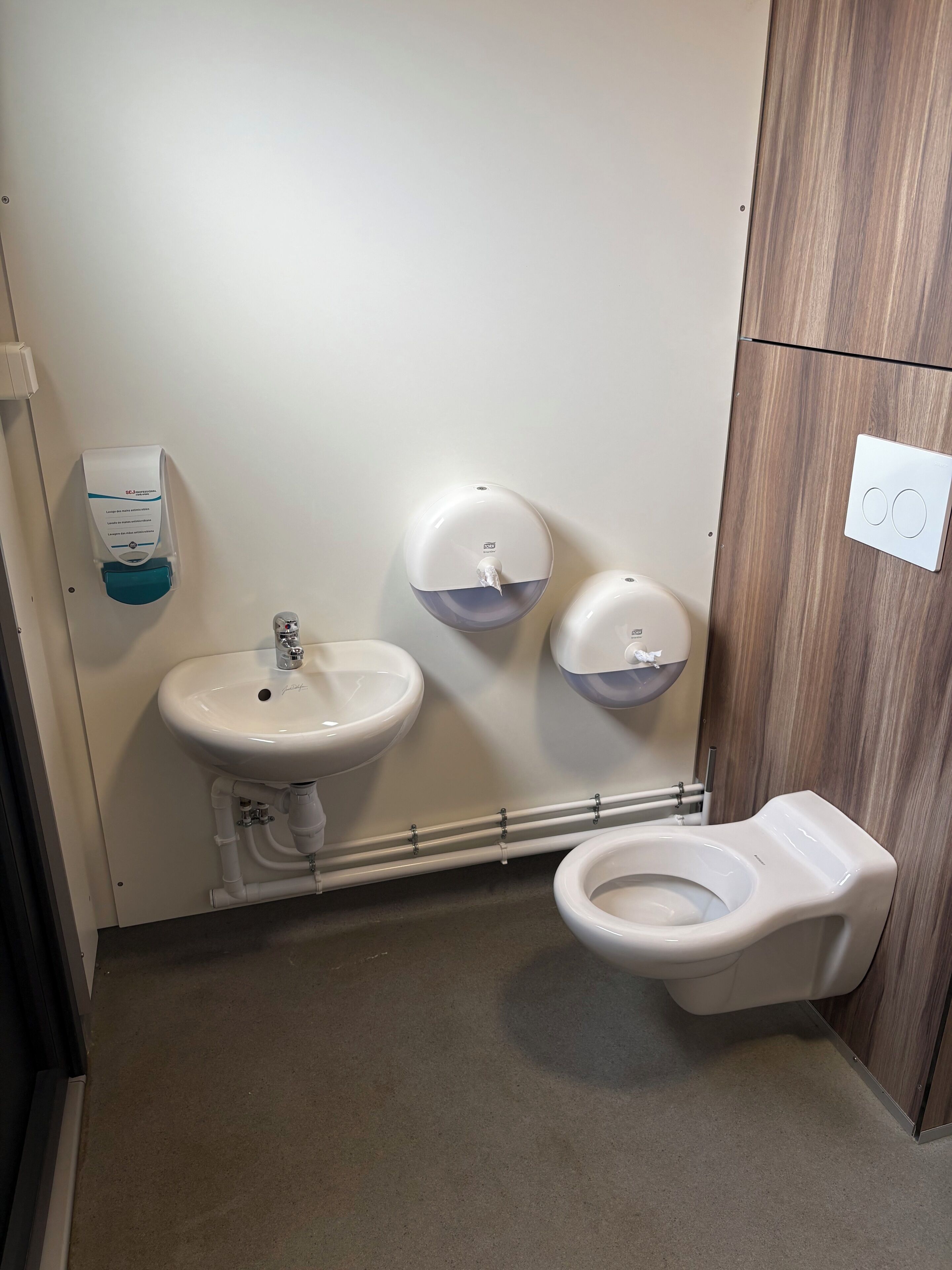 Un bagno piccolo con lavandino, WC e asciugatore a mano.