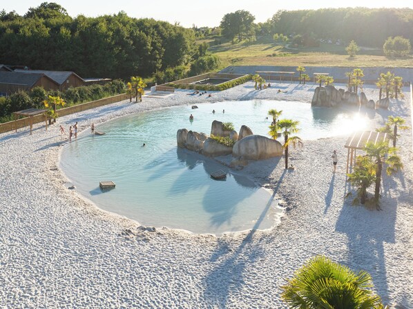 Indoor pool, open 10:00 AM to 8:00 PM, pool umbrellas