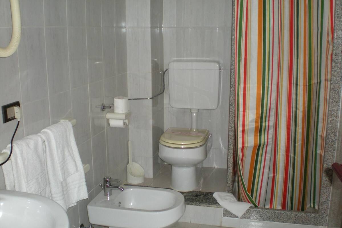 free toiletries, hair dryer, bidet, towels