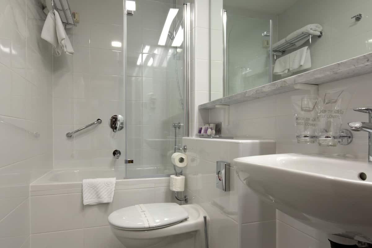 economy double room, mountain view | bathroom | free toiletries, hair dryer, towels