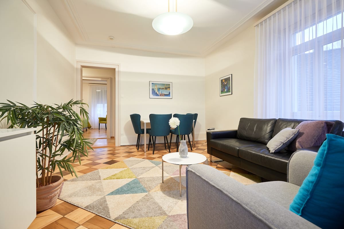 Family Apartment, Lake View | Living area | 43-inch LCD TV with cable channels, TV