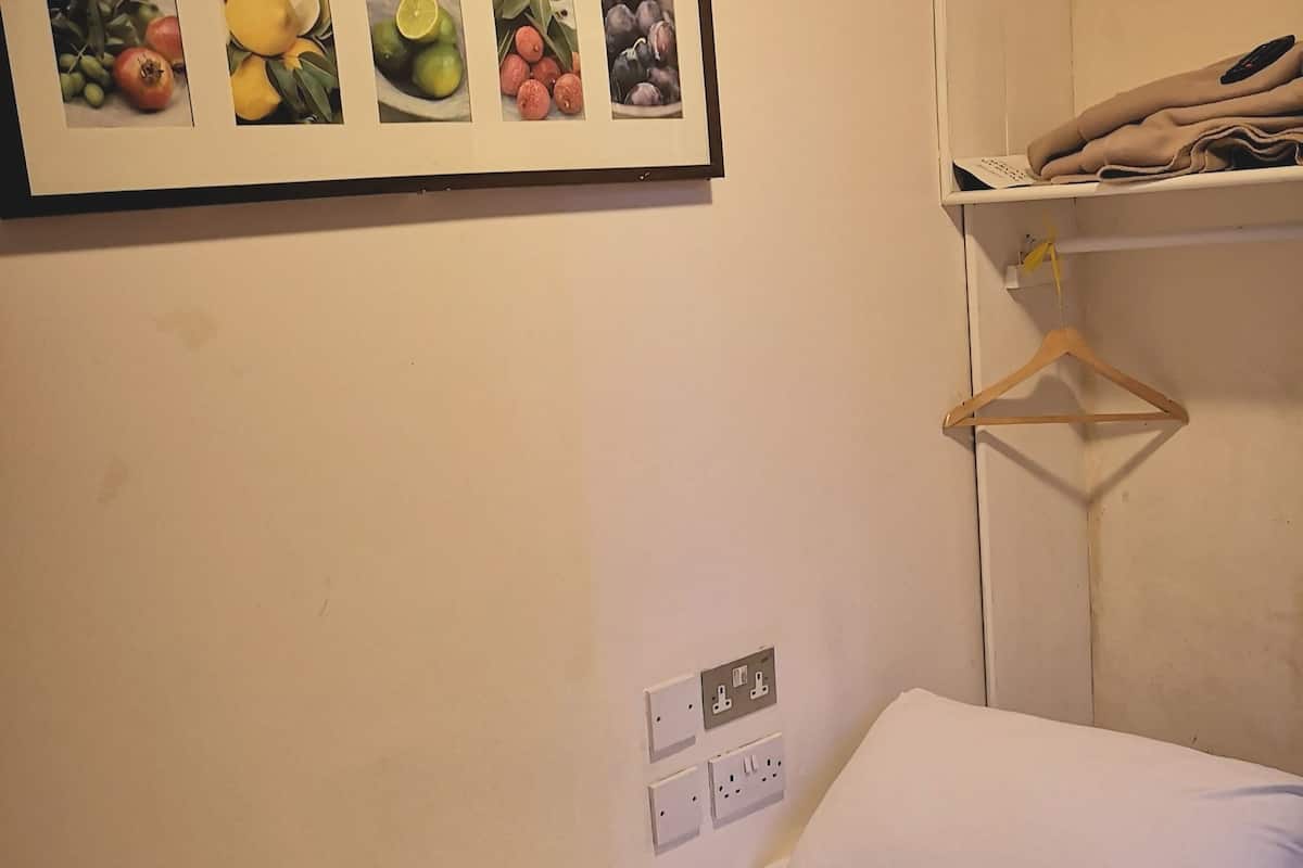 Eenvoudige eenpersoonskamer, en-suite badkamer (External, small) | Een kluis op de kamer, wifi