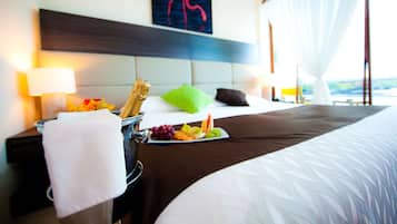 Premium bedding, free minibar, in-room safe, individually decorated