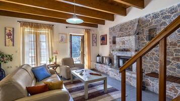 Family Duplex, 2 Bedrooms (AMARANTOS) | Living room | TV, DVD player