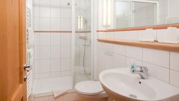Hair dryer, towels, toilet paper