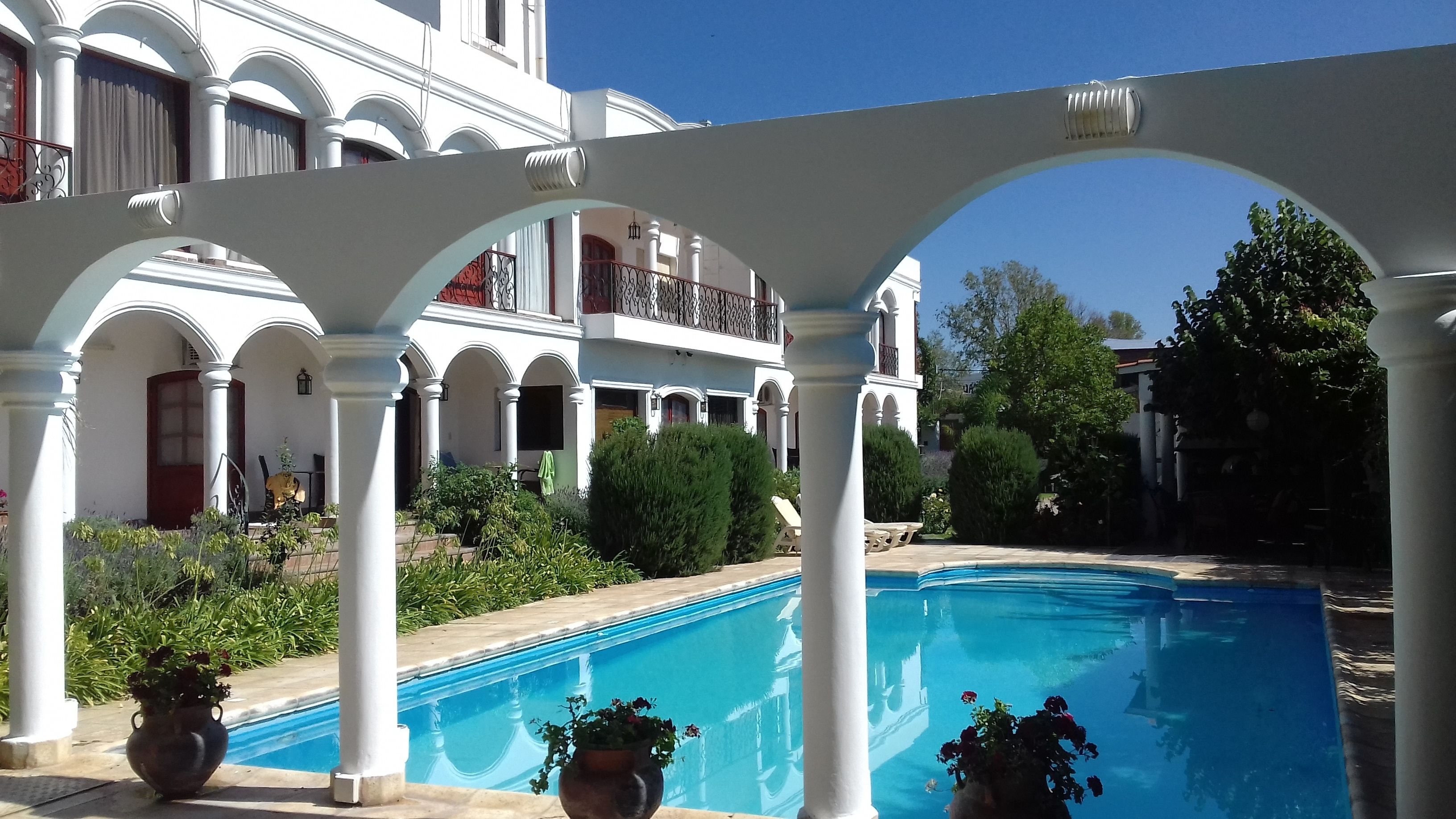 outdoor pool, pool loungers