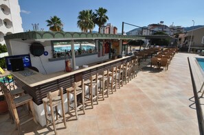 Outdoor pool, pool umbrellas