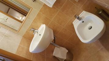 Shower, hair dryer, slippers, bidet