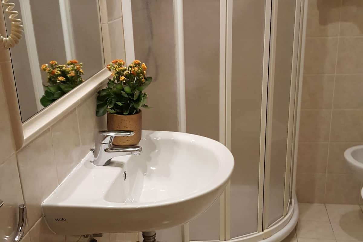 shower, hair dryer, slippers, bidet