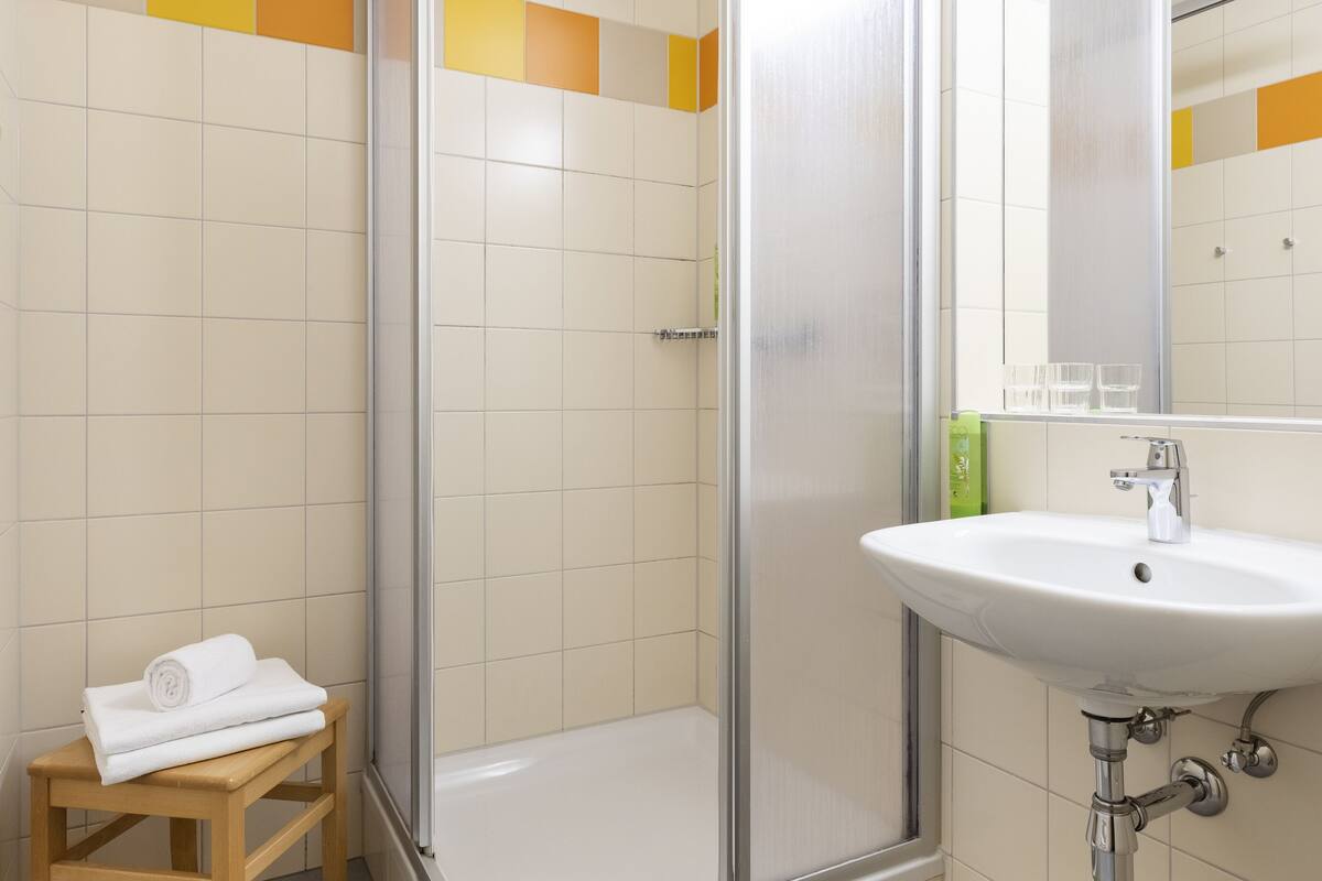 free toiletries, hair dryer, towels