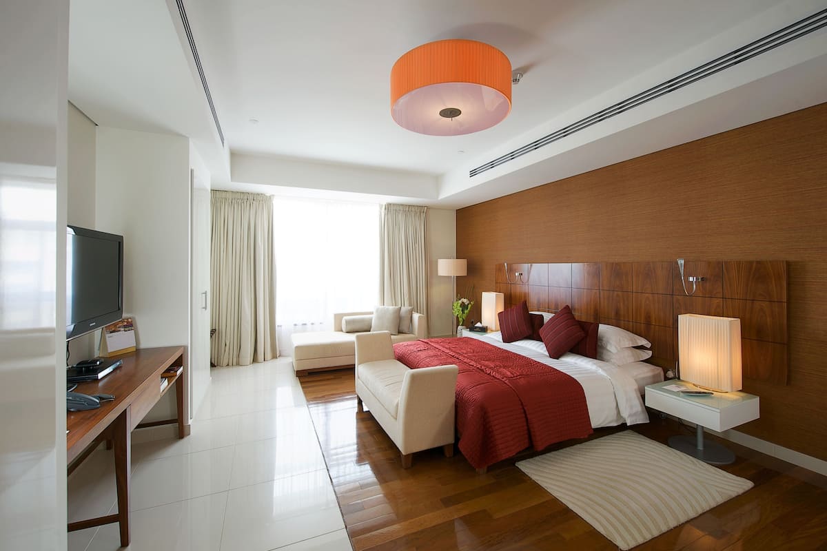Estúdio premier | 1 quarto, cofres nos quartos, cortinas blackout, quartos à prova de som