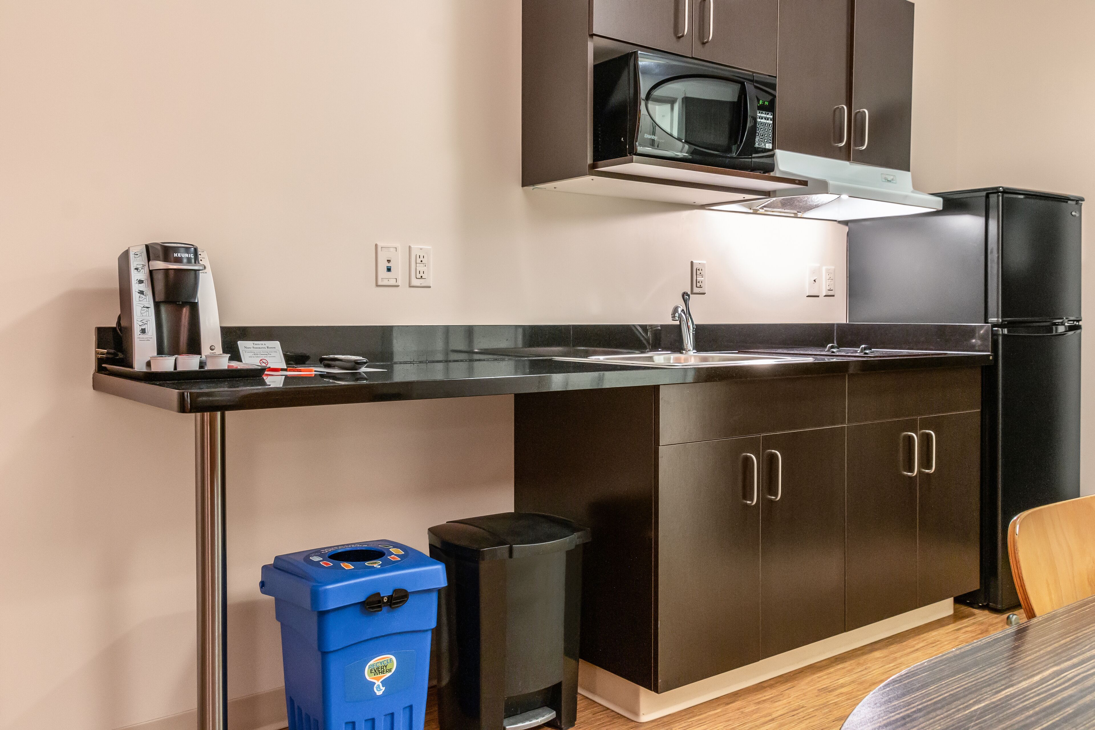 Mini-fridge, shared microwave