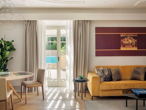 32-inch flat-screen TV with satellite channels, TV, iPod dock