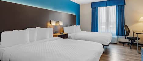 Chambre, 2 grands lits, non-fumeur | Draps en coton égyptien, lit avec matelas à plateau-coussin, bureau