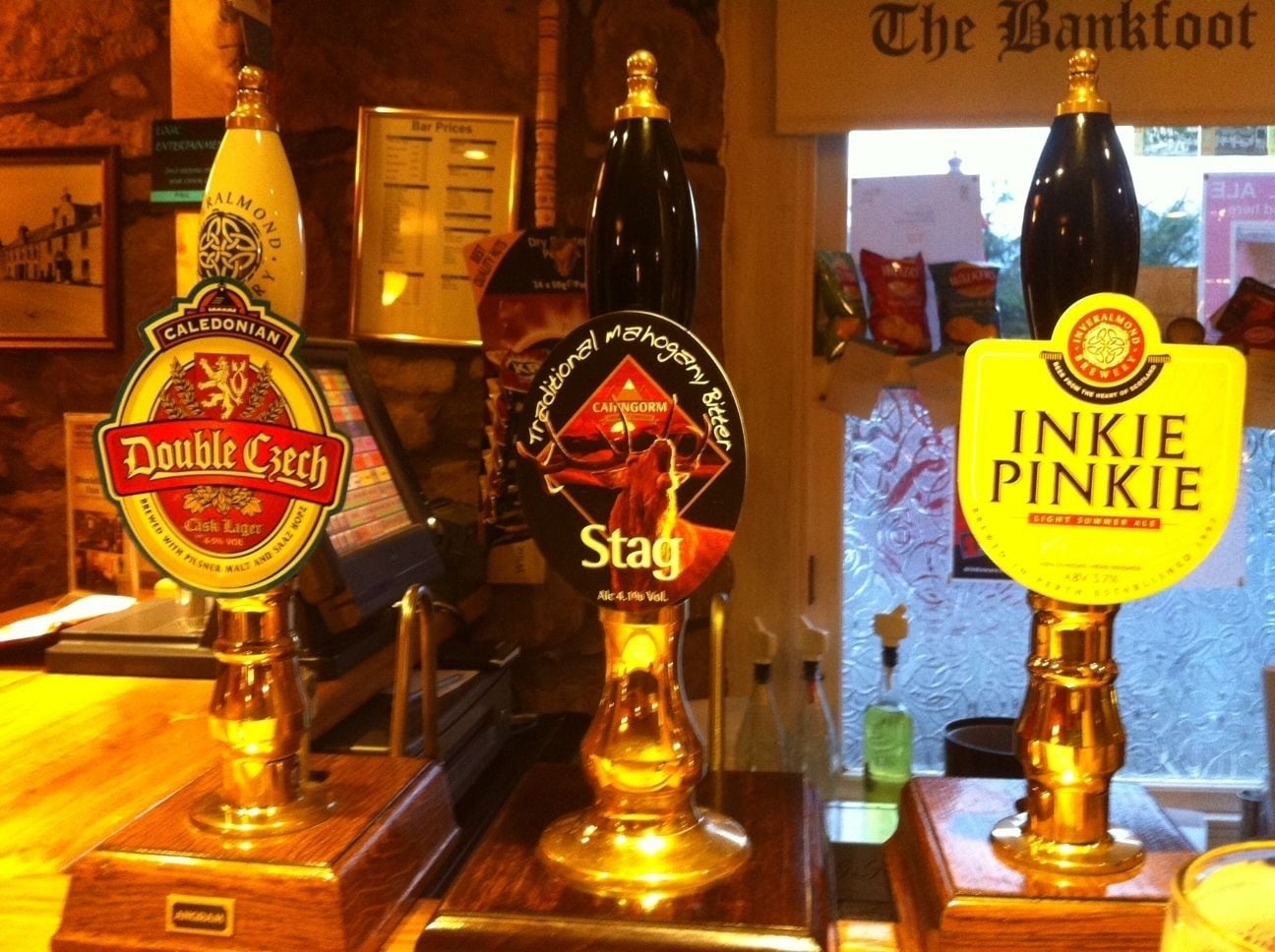 Three beer taps labeled Double Czech, Stag, and Inkie Pinkie.