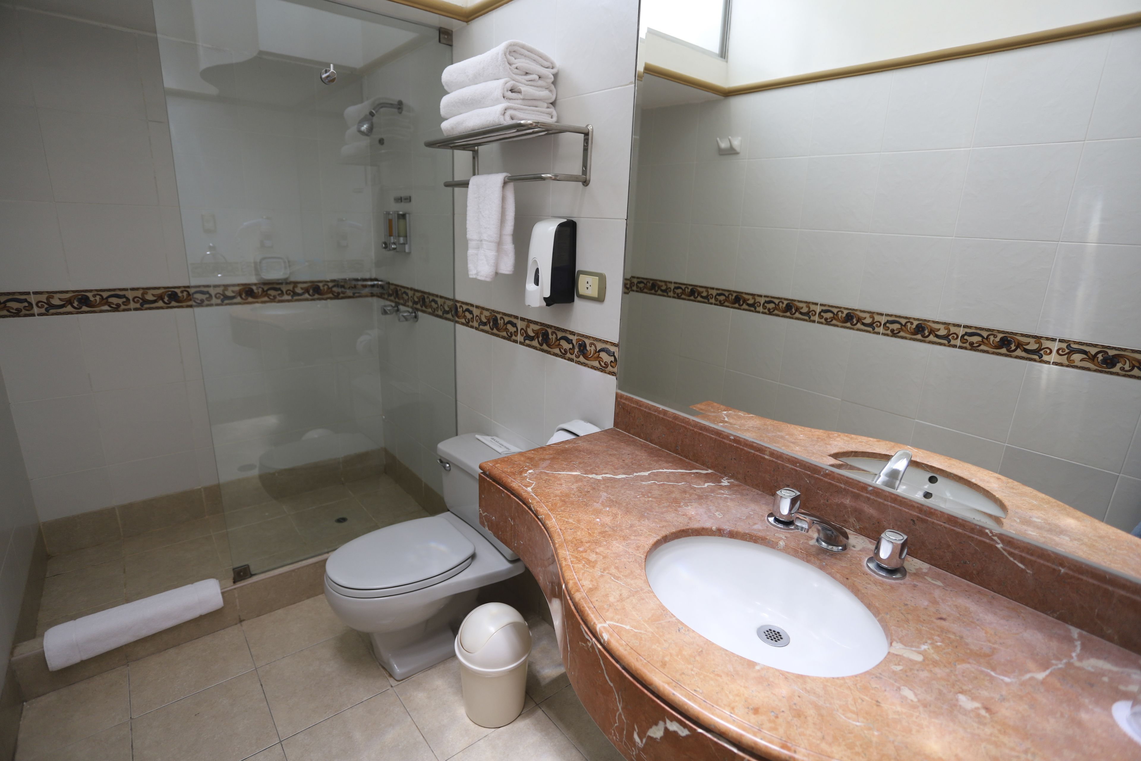 superior triple room | bathroom | shower, free toiletries, hair dryer, towels