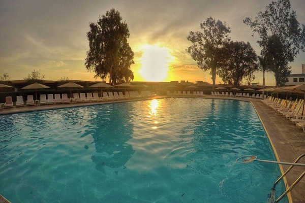 Outdoor pool, pool loungers