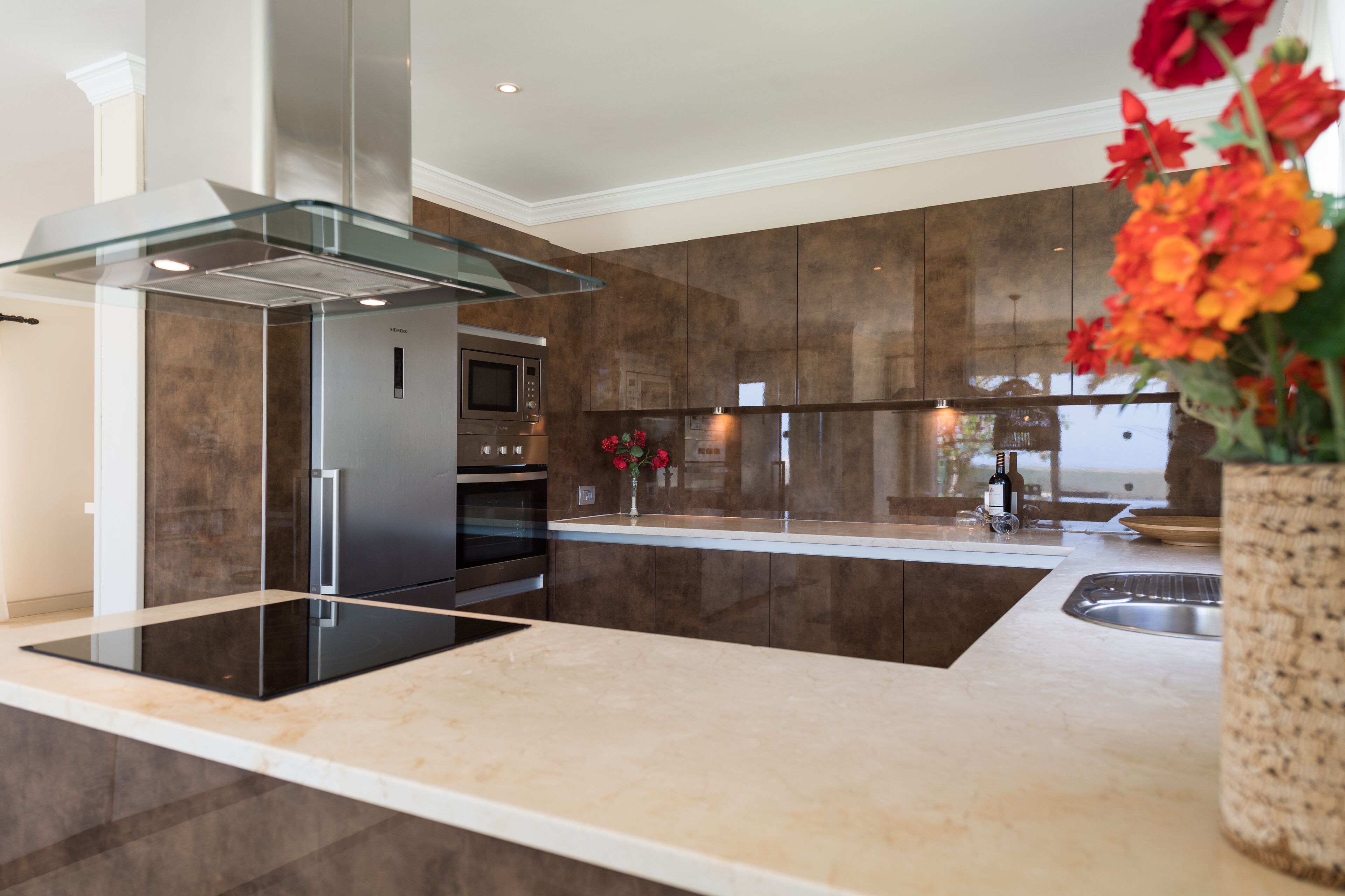 Villa Premier | Private kitchen | Full-size fridge, microwave, oven, stovetop