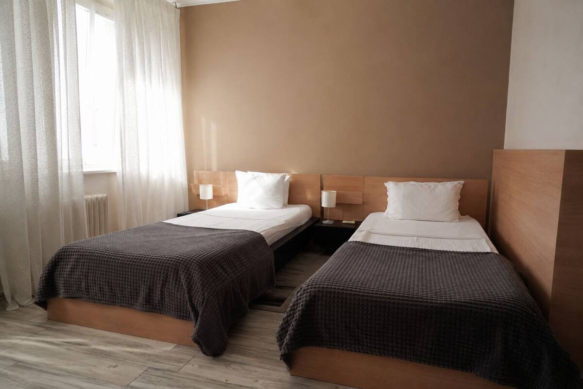 Comfort Twin Room | Memory foam beds, desk, laptop workspace