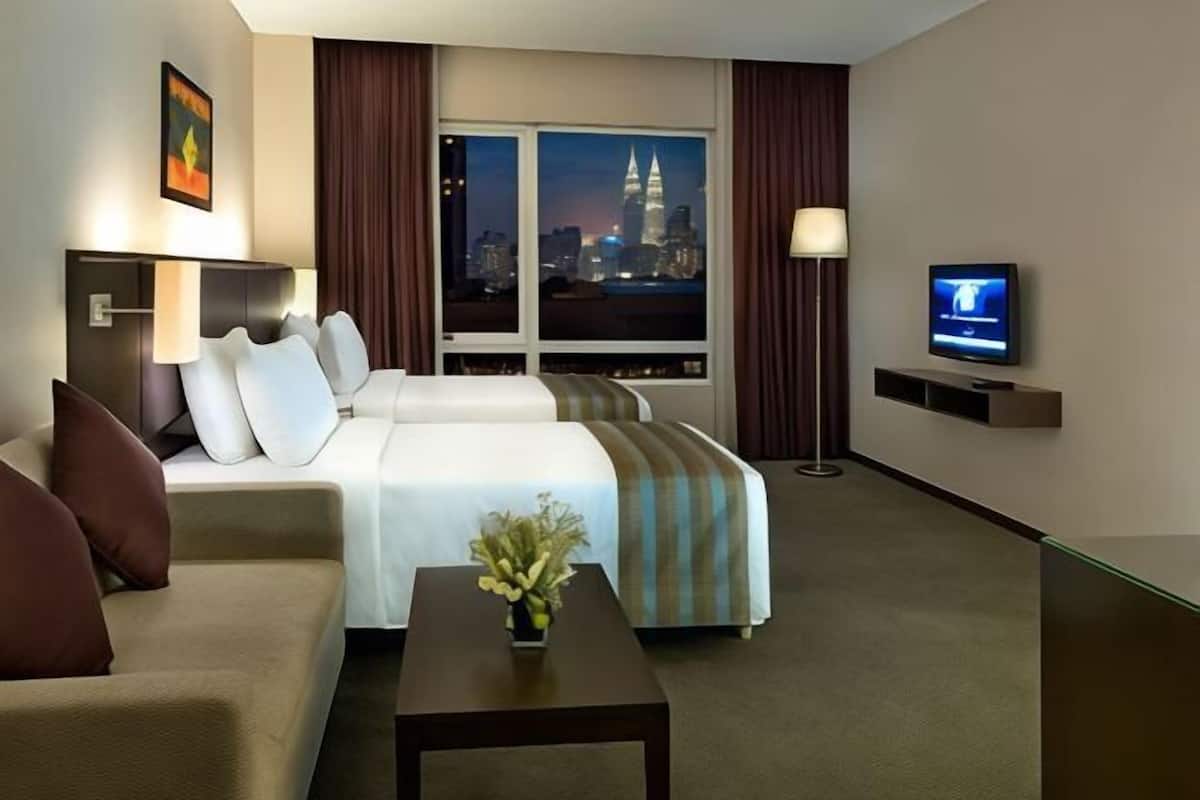 In-room safe, desk, laptop workspace, blackout curtains