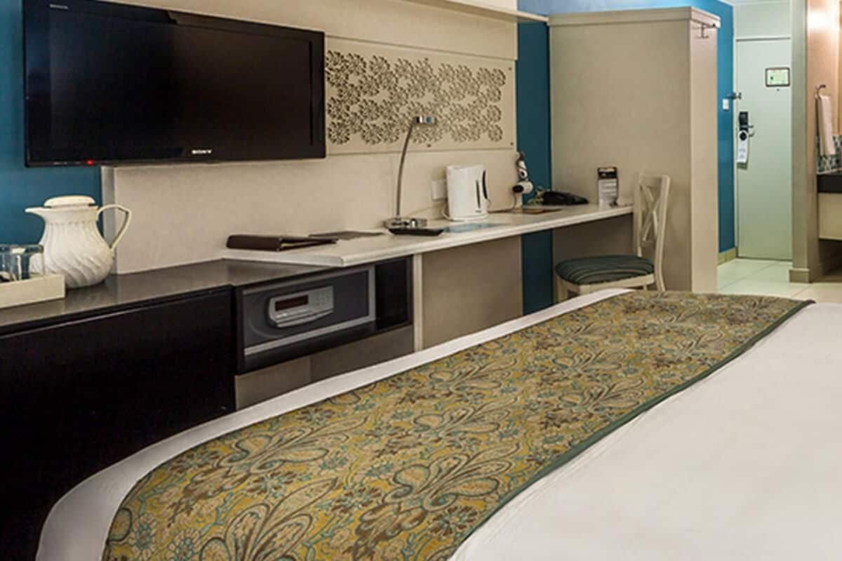 In-room safe, desk, alarm clocks