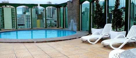 Outdoor pool, pool loungers