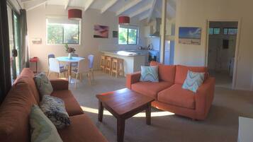 Deluxe Cottage, 2 Bedrooms, Accessible, Garden View | Premium bedding, pillow-top beds, minibar, iron/ironing board