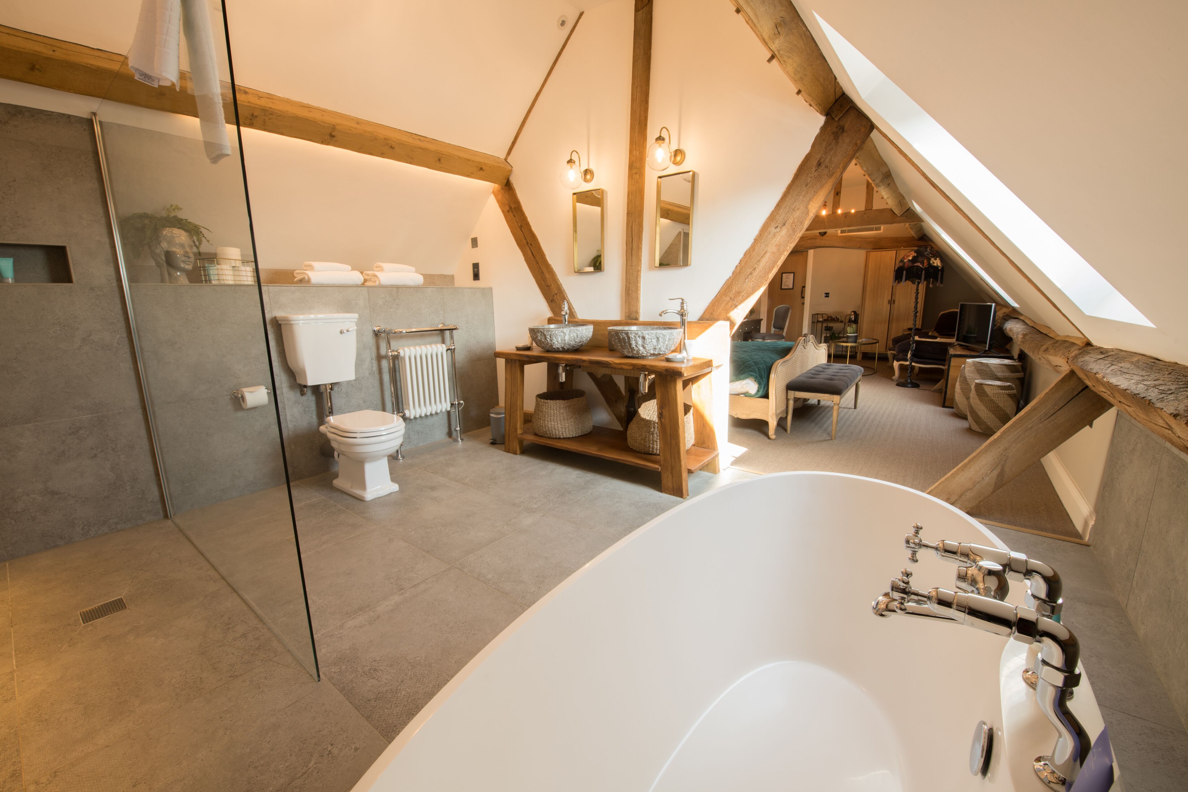 barns luxury double room | bathroom | hair dryer, towels