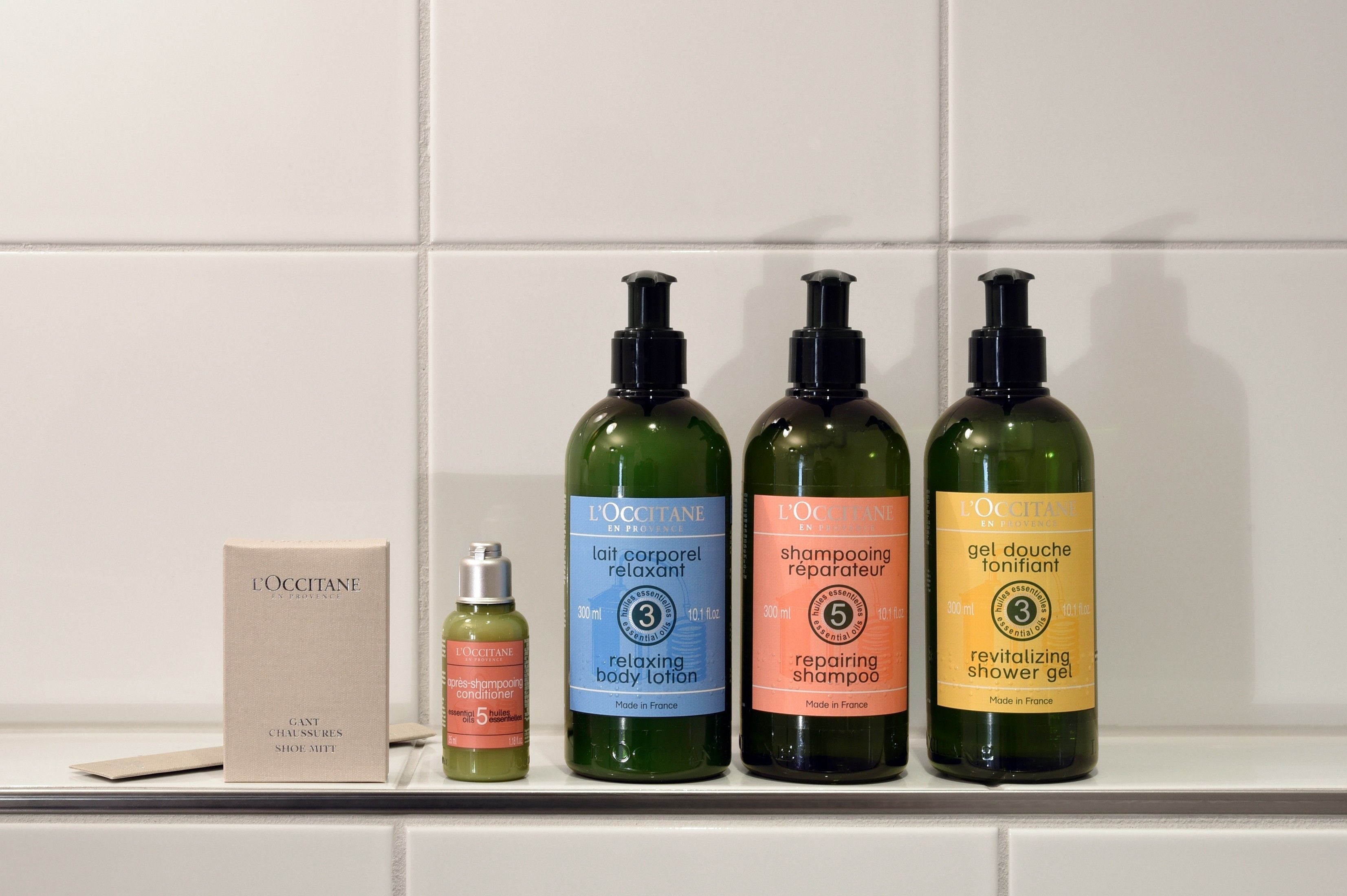 free toiletries, hair dryer, towels