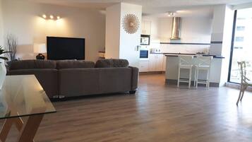 Flat-screen TV, DVD player