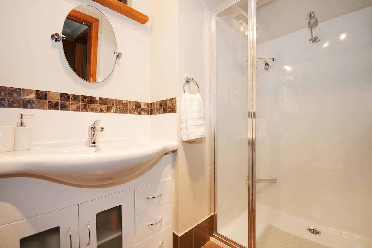 Shower, free toiletries, hair dryer, bathrobes