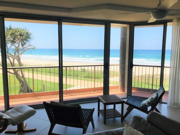 Apartment, 2 Bedrooms, Beachfront | Balcony view