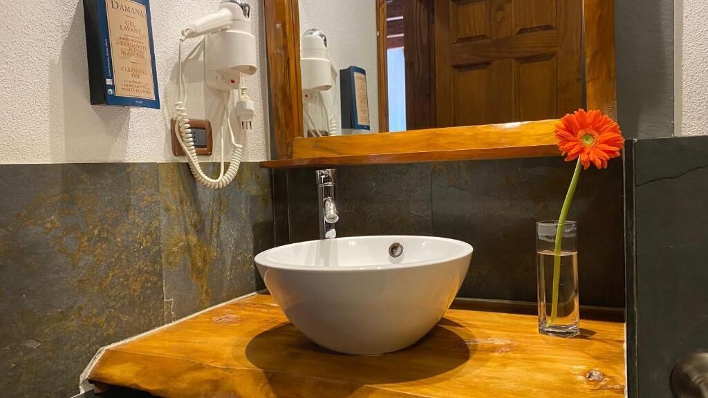 superior double room, 1 king bed, pool view | bathroom | free toiletries, hair dryer, towels, soap