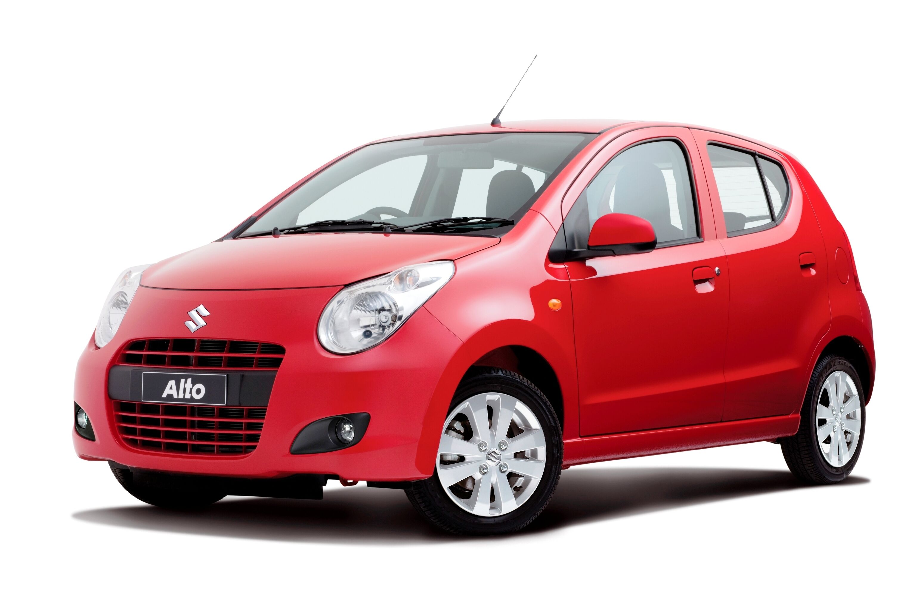 A red Suzuki Alto car.