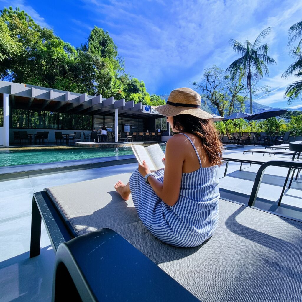 Indoor pool, open 10:00 AM to 10:00 PM, pool umbrellas, sun loungers