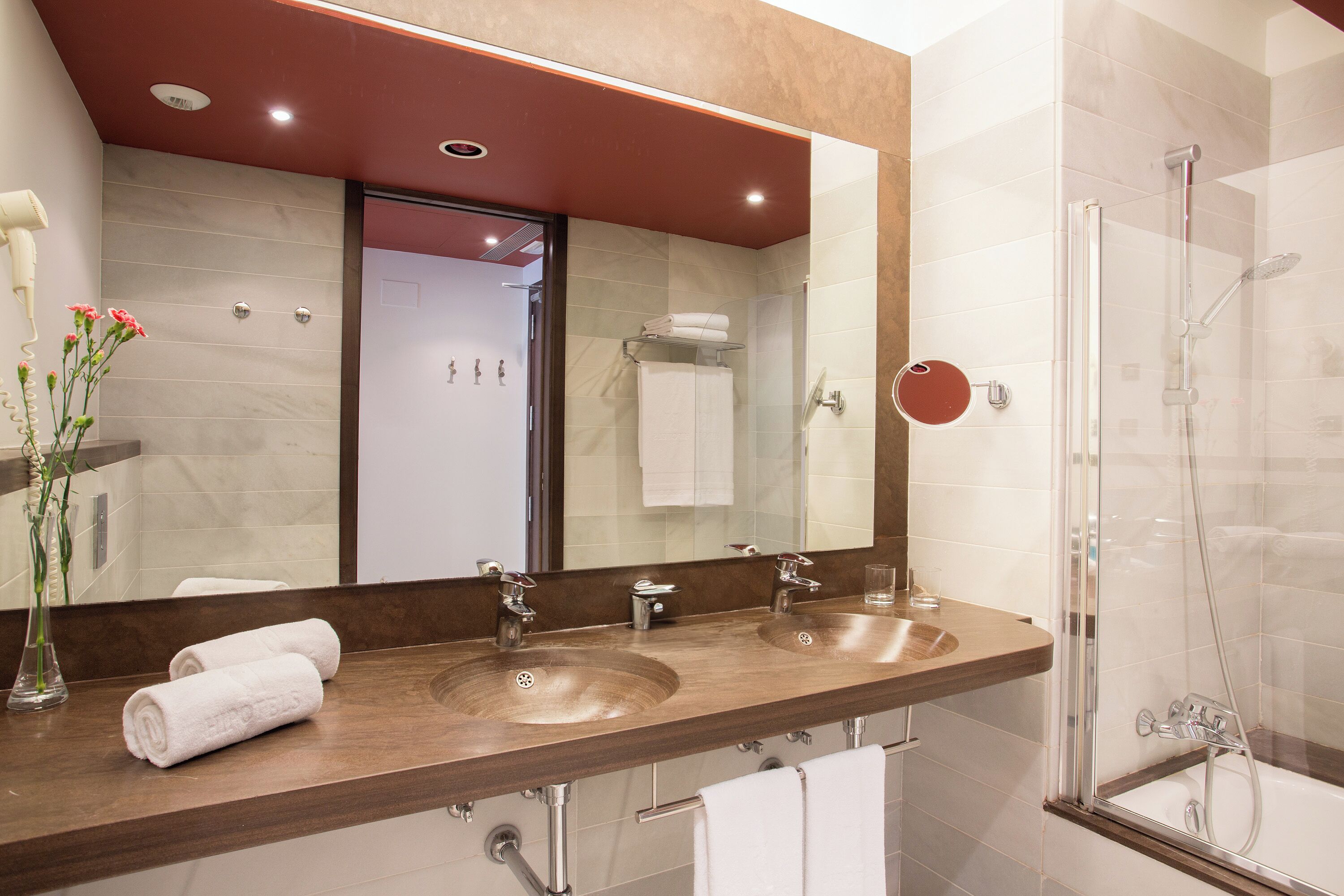 free toiletries, hair dryer, towels