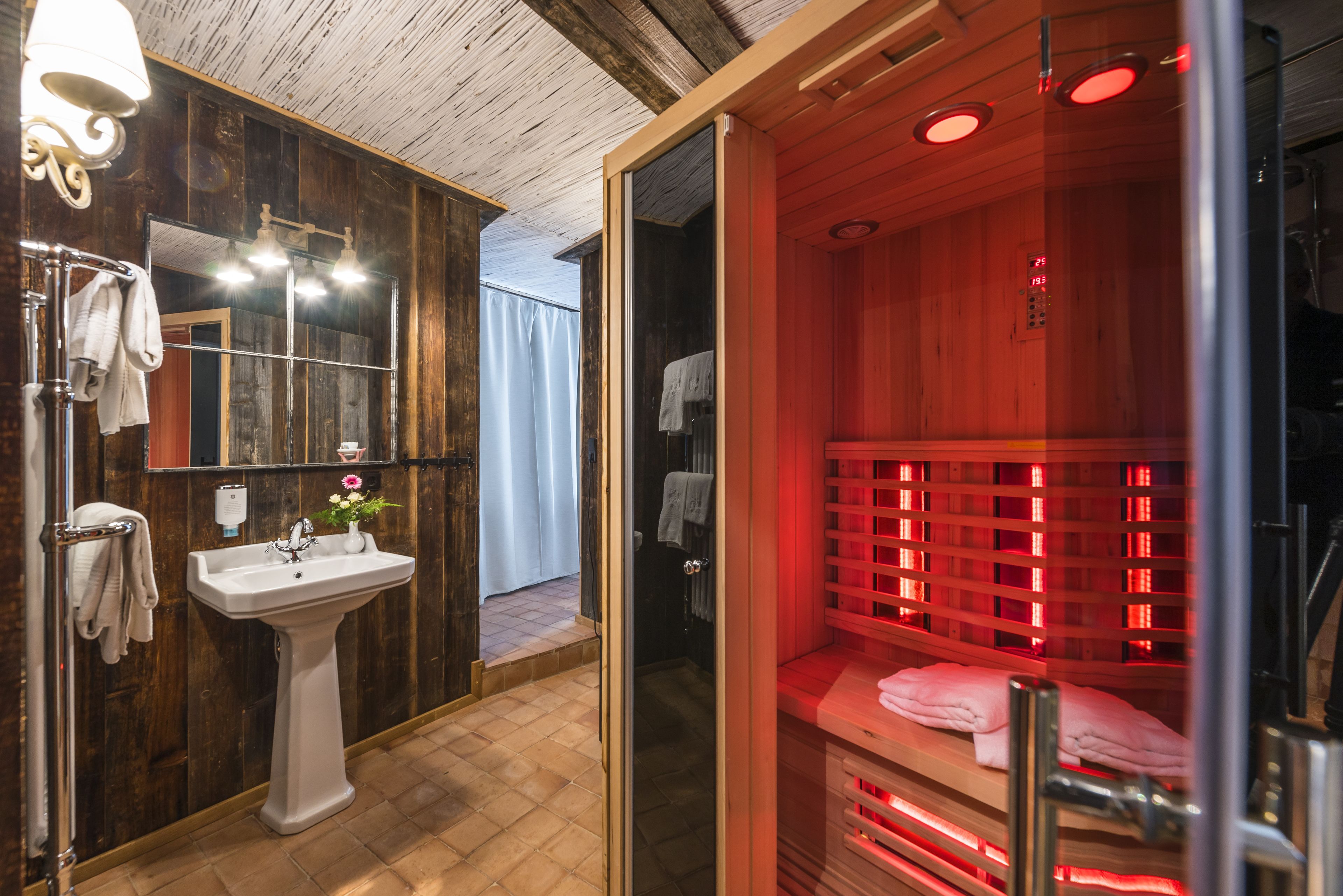 free toiletries, hair dryer, dressing gowns, towels