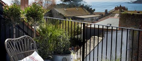 Luxury Apartment, 1 Bedroom, Fireplace, Sea View | Terrace/patio