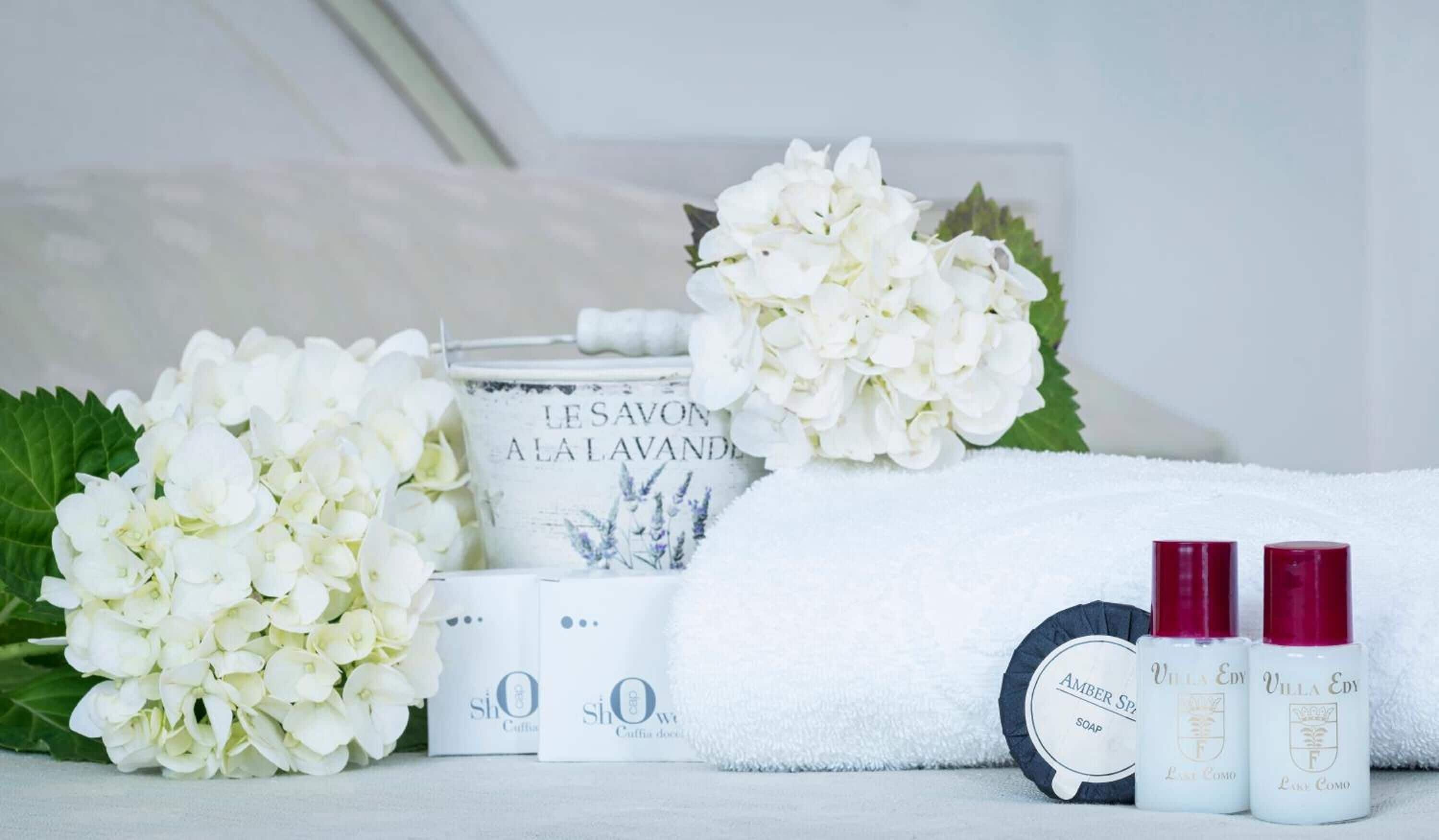 free toiletries, hair dryer, towels