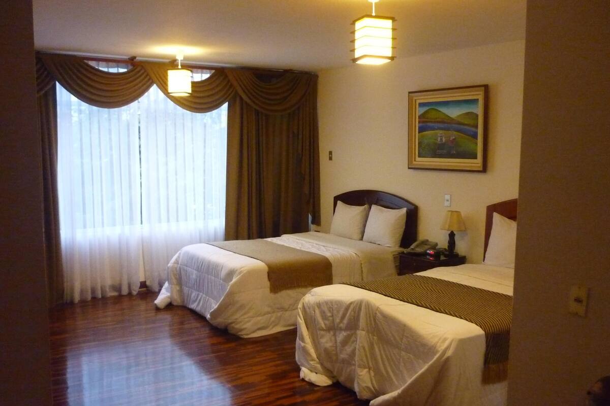 Down comforters, desk, rollaway beds (surcharge), WiFi (free)